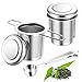 Teesieb Teeei Teefilter Losen Tee: 2 Stück Edelstahl Faltbare Fein Tee Ei Sieb und Deckel Abtropfschale mit Löffel fure Tasse - Lustig Tea Filt Dauerfilt Teehalter zum Teekannen Kanne