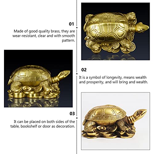 Estatua tortuga de cobre puro de IMIKEYA 4.5x2.7 cm miniatura 3