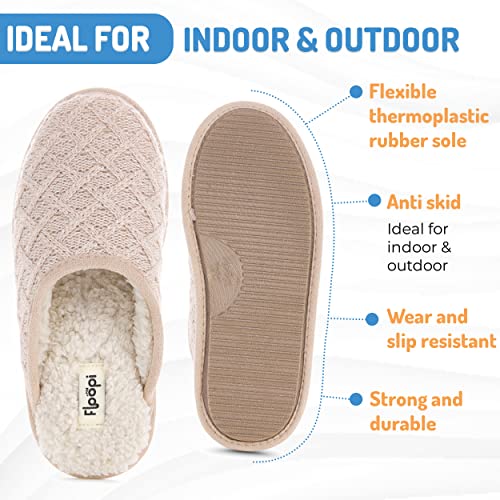 Floopi Slippers for Women Kelly Indoor Outdoor Plaid Faux Sherpa Fur Lined Scuff Slipper W/Memory Foam4
