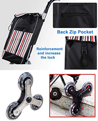 Klappwagen, zusammenklappbarer Einkaufswagen mit 6 Rädern & Lebensmitteltreppensteigwagen & wasserdichtem & Sitzdesign… – Bild 6