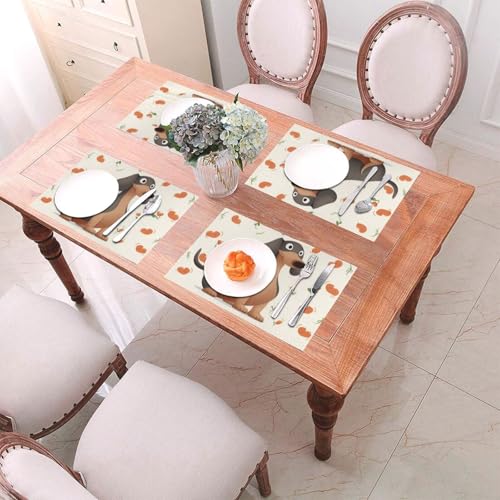 Sets de table antidérapants Teckels lavables en PVC résistant