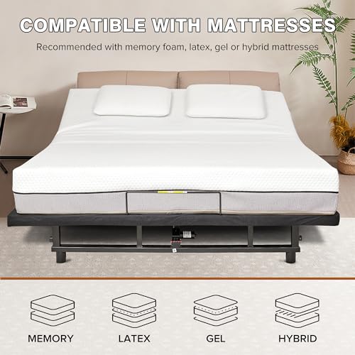 Gustonhon Full Adjustable Bed Frame Base,Full Size Zero Gravity Adjustable Bed Frame with Head and Foot Incline,Wireless Remote Control,Quiet Motor,Fast & Easy Assembly Adjustable Bed Base (Full) - Thumbnail 6