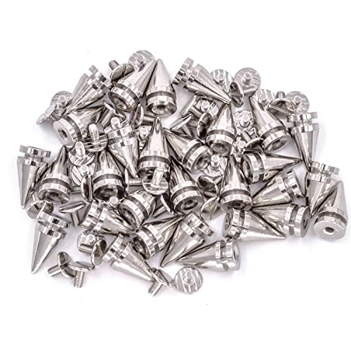10Mm X 20Mm Spike Punk Rivets with Screw Back - Silver Metal Studs for Leather Crafting (100 - Pieces)