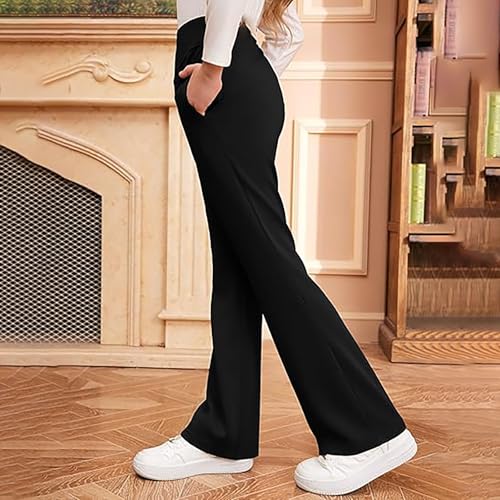 Girls Uniform Pants Kids High Stretchy Flare Dress Pants Elastic Waist Size 5-14 Years2