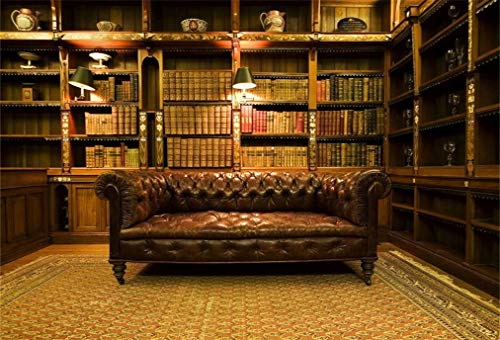 Leyiyi 8x6.5ft Photography Background Vintage Study Backdrop Royal Luxury Shelf Frame...
