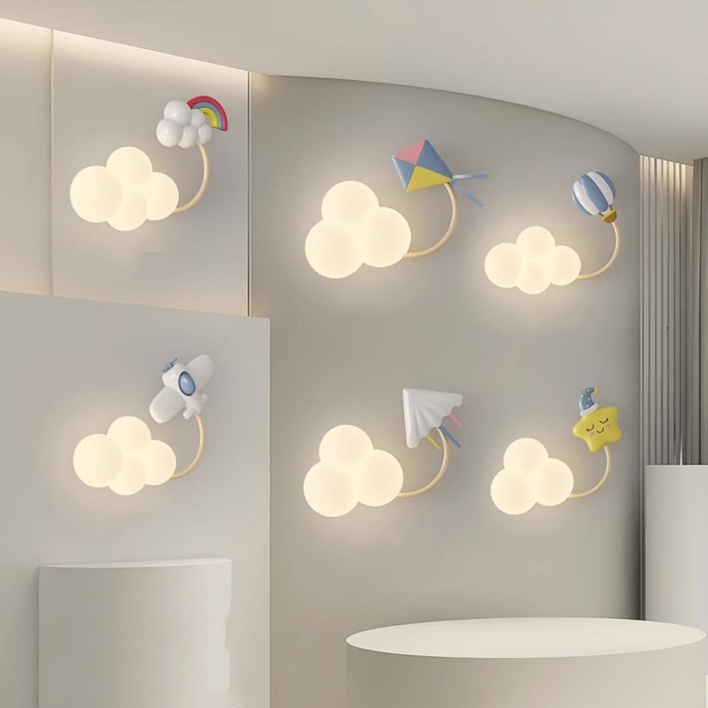 Lampa LED do pokoju dziecięcego, możliwość ściemniania, lampka nocna, styl art deco, mlecznobiały, ściana do sypialni, stolik nocny, chłopcy i dziewczęta, pokój dziecięcy, Conba