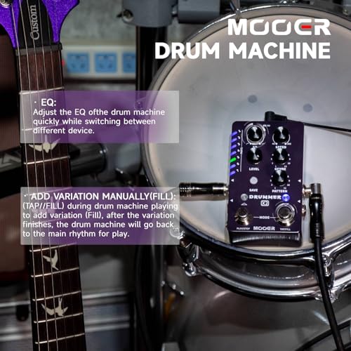 Image of MOOER Drum Machine Guitar Pedal with 121 Drum Grooves 11 Music Styles 7 Rhythm Slots Fill Function Tap Tempo Knob for Electric Guitar Bass (X2)
