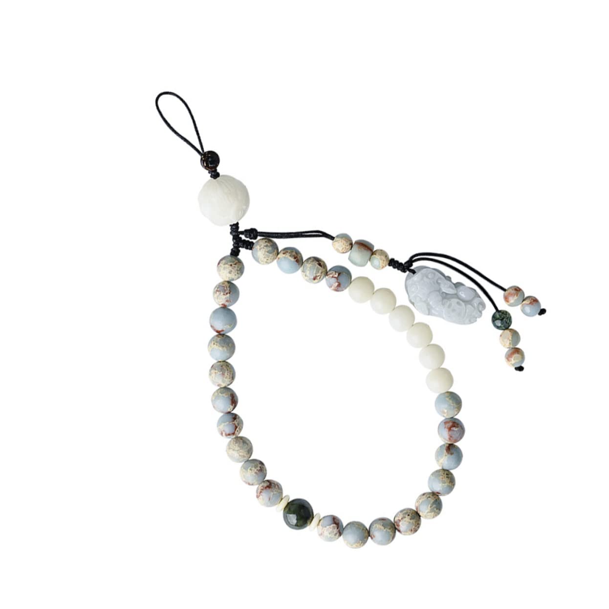 BESTonZON 3pièces Agalmatolite Lanyard Pour Téléphone Dragonne Courroie De Poignet Avec Bouddha Et Verte Pour Smartphone Et Accessoires