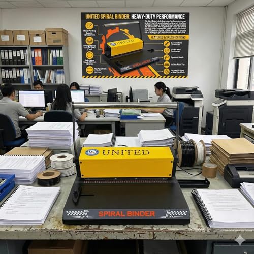 Image of United Spiral Binding Machine A4 (Spiro 40) | Heavy Duty Metal Body | 12 Sheets Punching | 300 Sheets Binding Capacity | 46-Hole Precision Die | Ideal for Xerox Shops, Offices & Schools