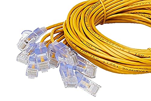 Image of Monoprice - 116347 SlimRun Cat6A Ethernet Patch Cable - Snagless RJ45 UTP Pure Bare Copper Wire 10G 30AWG 5ft Yellow 10-Pack
