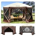 VEVOR Pop Up Gazebo Screen Tent 6 Sided Canopy Sun Shelter with 6 Removable Privacy Wind Cloths & Mesh Windows, 11.5x11.5FT Quick Set Screen Tent with Mosquito Netting, Brown