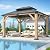 GARTOO 10' x 12' Outdoor Wooden Gazebo - Patio Hardtop Gazebo Permanent Wooden Pavilion with Galvanized Steel Double Roof, Cedar Wood Gazebos for Garden, Lawn, Poolside, Backyard Deck