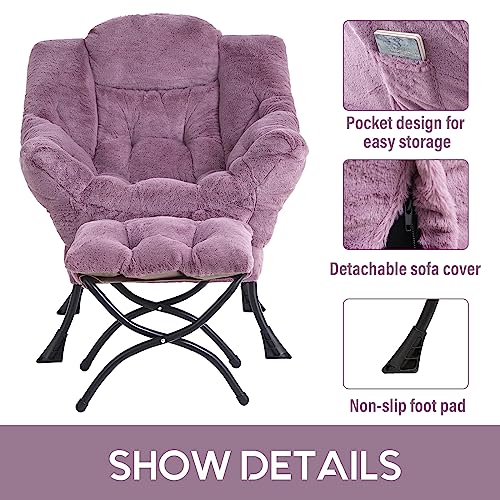 Image of LITA Lazy Chair with Ottoman, Modern Accent Leisure Upholstered Sofa Chair, Lounge Reading Chair with Armrests and a Side Pocket for Living Room, Bedroom & Small Space