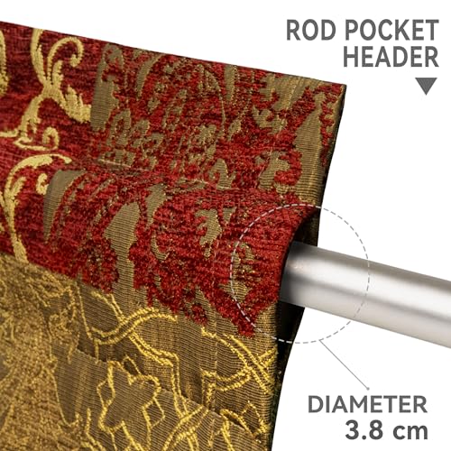 TOPLUXE Curtain Valance for Windows 137x46cm, Damask Valance with Tassels, Short Curtain for Bedroom Living Room Kitchen (Patchwork) - Image 4