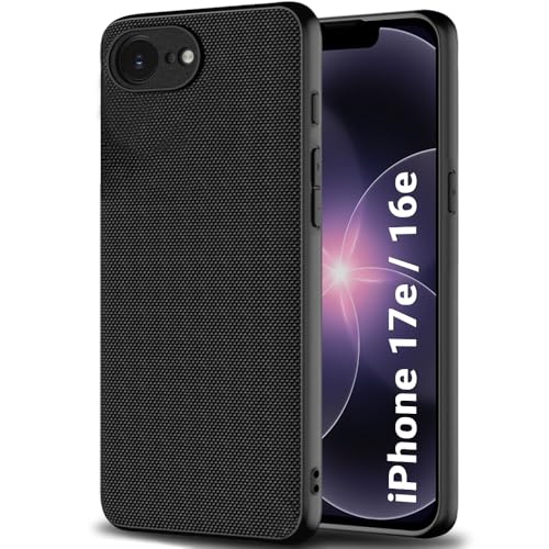 Image of TheGiftKart for iPhone 16e / iPhone 17e Case, Fabric Texture Back Cover, Slim & Lightweight, Ultra-Premium Design, Camera Protection Bump, Hybrid Slim Back Cover Case (PC & TPU, Black)