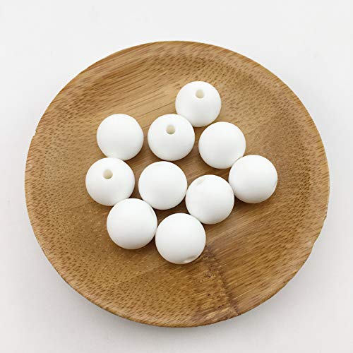 Best for baby Couleur Silicone Dentition 10pc (12mm) Blanc Naturel Perles de bricolage Sans BPA Anneau de dentition DIY Jouets pour bébé Fait main Cadeau