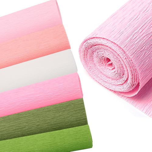 Crepe Paper Rolls for Flower Making 25x250cm Coloured Florist Crepe Paper Flowers Roll for Craft Floral Artwork 6 Rolls