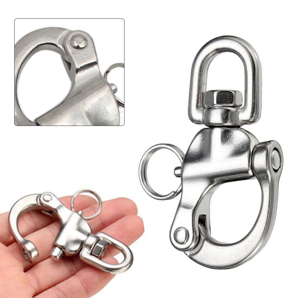 Moschettone a sgancio rapido in acciaio inox 316 70 mm per barca e vela