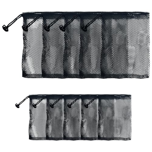 10 PCS Nylon Mesh Drawstring Bags, (6 x 4 and 6 x 8) with Cord Lock Closure, Portable Travel Organizer Bags for Cosmetics, Toys and Small Accessories (Black)