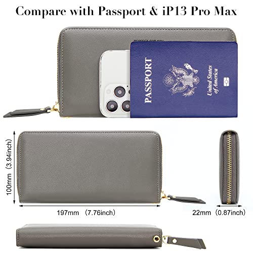 Image of VOCUS Womens Wallet RFID Blocking Zip Around Wallet PU Leather Large Travel Long Purse Credit Card Holder with Wristlet