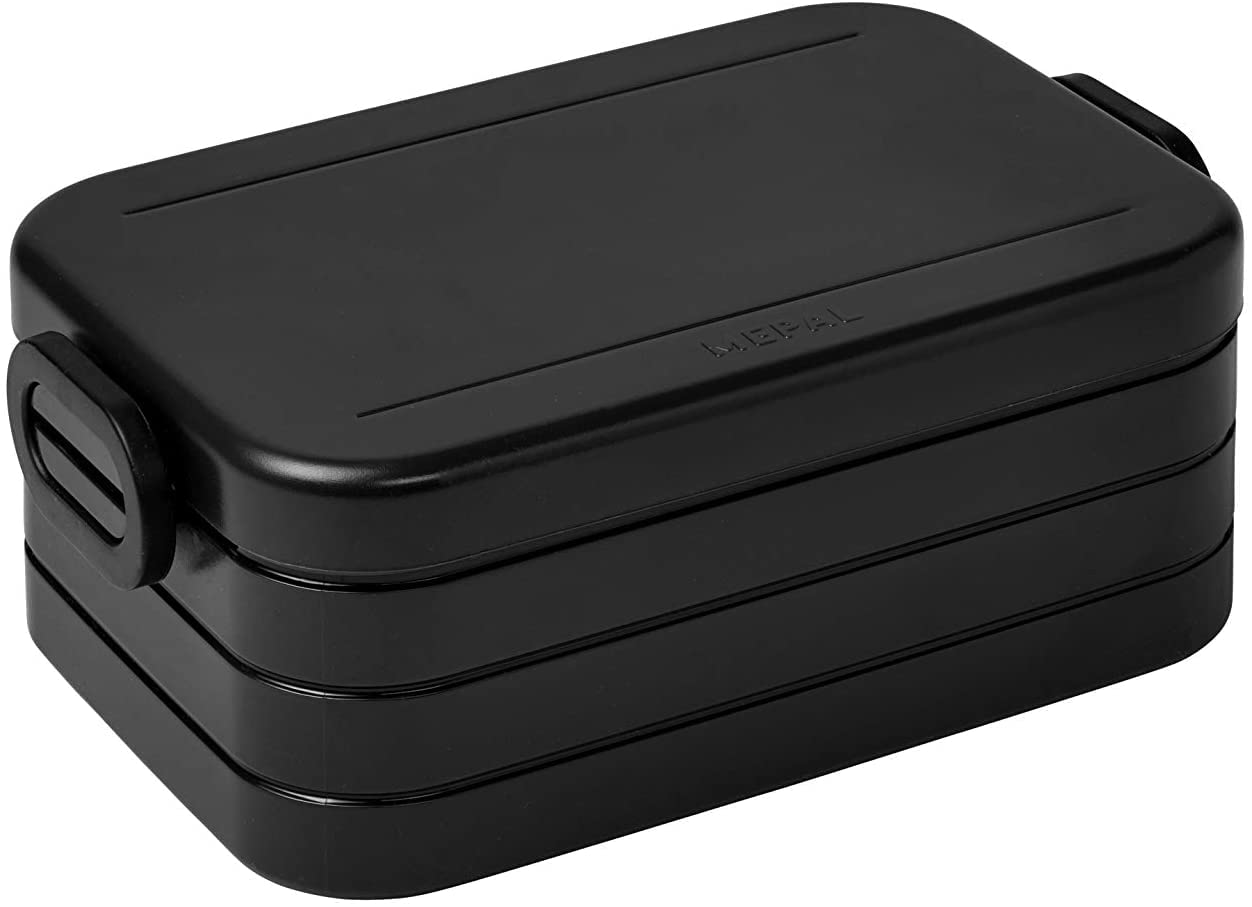 Mepal Bento Lunchbox in 2-teiliger, limitierte Edition, klein/groß, Nehmen Sie ein Break-Lunchbox mit Fächer, geeignet für bis zu 4 oder 8 Macks, TPE/pp/abs, 0 mm, schwarz, Black Edition
