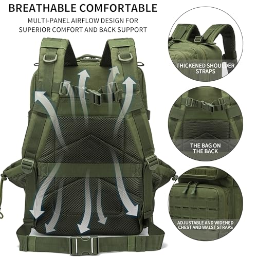Image of Military Tactical Backpack 45L /25L 3 Day Assault Pack Molle Daypack Hiking Backpack for Men and Women
