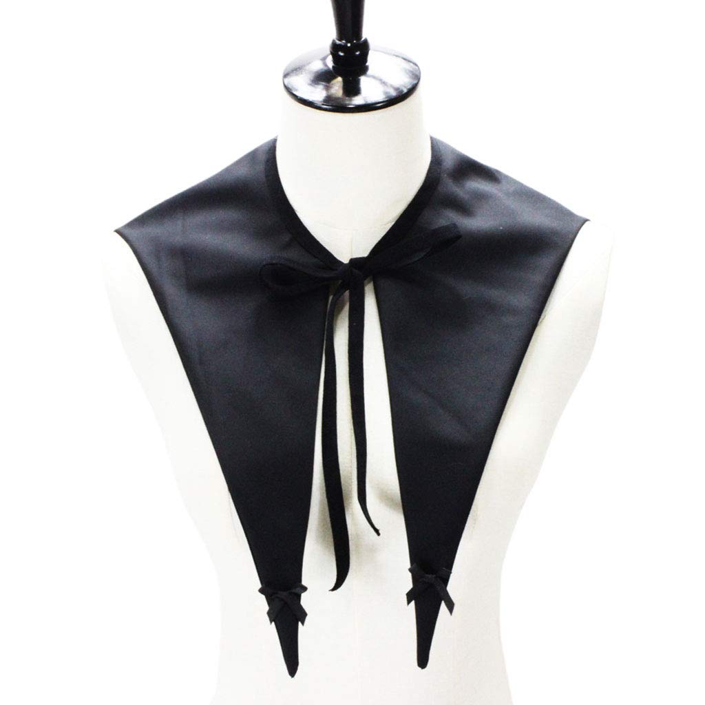 Maxtonser Vintage Women Detachable Black False Collar Pointed for Triangle Neckwear Bowknot Lace-Up Lapel Shirt Fake Blouse Photo Props