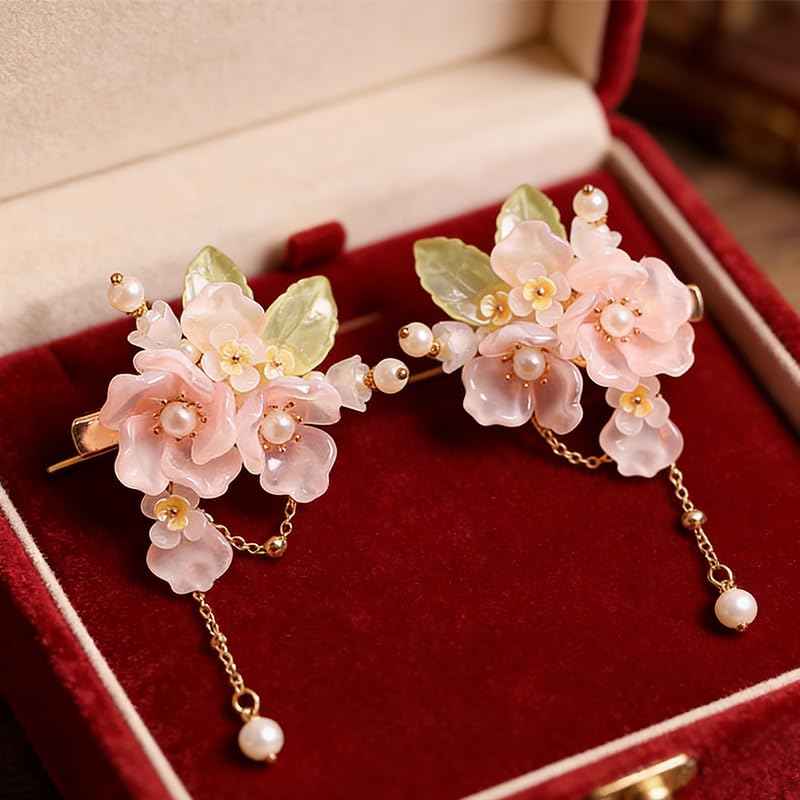 Hanfu Hair Accessories, Pink Chinese Hair Clips For Women,1 Pair image 4