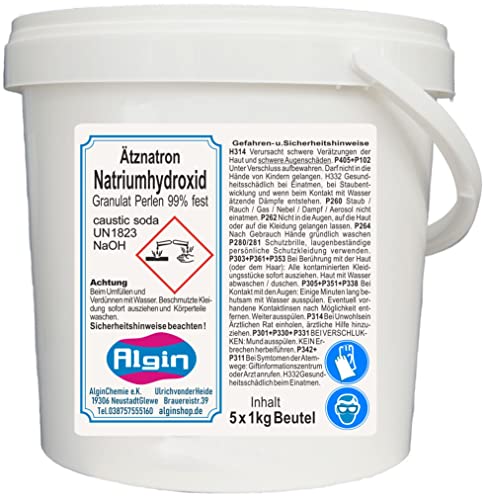Preisvergleich Produktbild Algin Ätznatron Natriumhydroxid NaOH 2 x 5 kg Deckeleimer = 10 kg