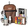 Funto Mini Watercolor Paint Set, All-in-One Walnut Wood 15-Color Premium Pocket Travel Paint Kit, with Crossbody Bag,Watercolor Journal, Metal Clip, Paint Water Cup, Water Brush Ideal for Art Lovers