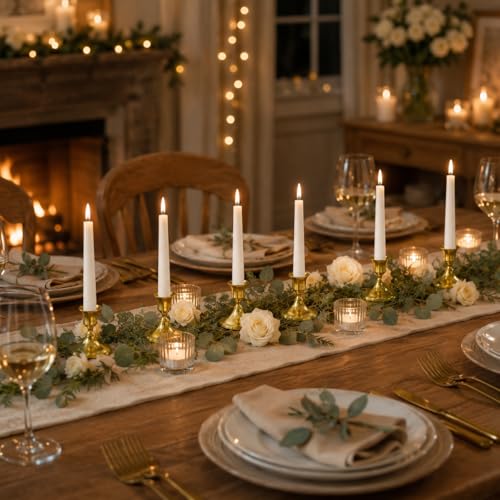 zeochyni Set of 6 Brass Gold Taper Candle Holders, Vintage Metal Candlestick Holders for Dinner Room Table Centerpiece or Mantel Wedding Party Decor by zeochyni - Image 5