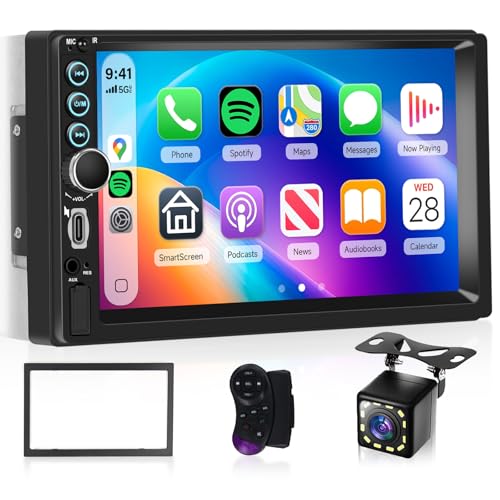Hodozzy Autoradio 2 Din avec Carplay sans Fil Android Auto, Écran Tactile 7 Pouces Poste Radio Voiture Double Din Bluetooth, Lien Miroir, FM Type-C/USB/AUX,...