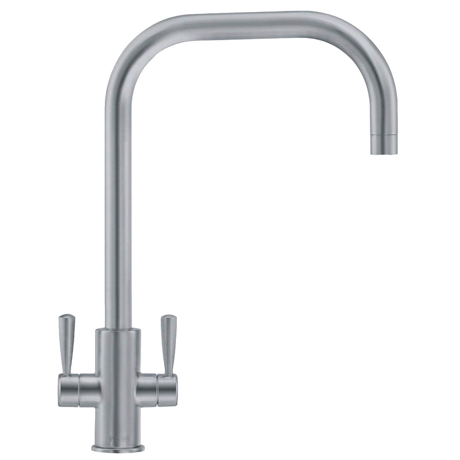 Franke Ascona Silk Steel U Spout Kitchen Tap Twin Lever Swivel Mixer