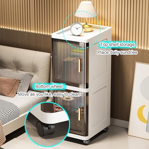Armadietto alto sottile su ruote, organizer in plastica multistrato con design anti-punta, soluzione salvaspazio per bagno e cucina