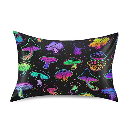 Dalzium Satin Pillowcase For Hair And Skin, Watercolor Mushrooms Silk Pillowcase Soft And Cozy Body Pillow Covers, Queen Size Satin Pillow Cases With Envelope Closure(20X30 Inch), 1Pc #TOP2