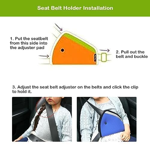 Image of Safe-O-Kid (Pack of 2) Car Safety Seat Belt Holder - Secure Seat Belt Keeper for Car Seat, Prevents Strap Twisting, Protects Neck, and Safeguards Kids from Car Belt Discomfort, Blue
