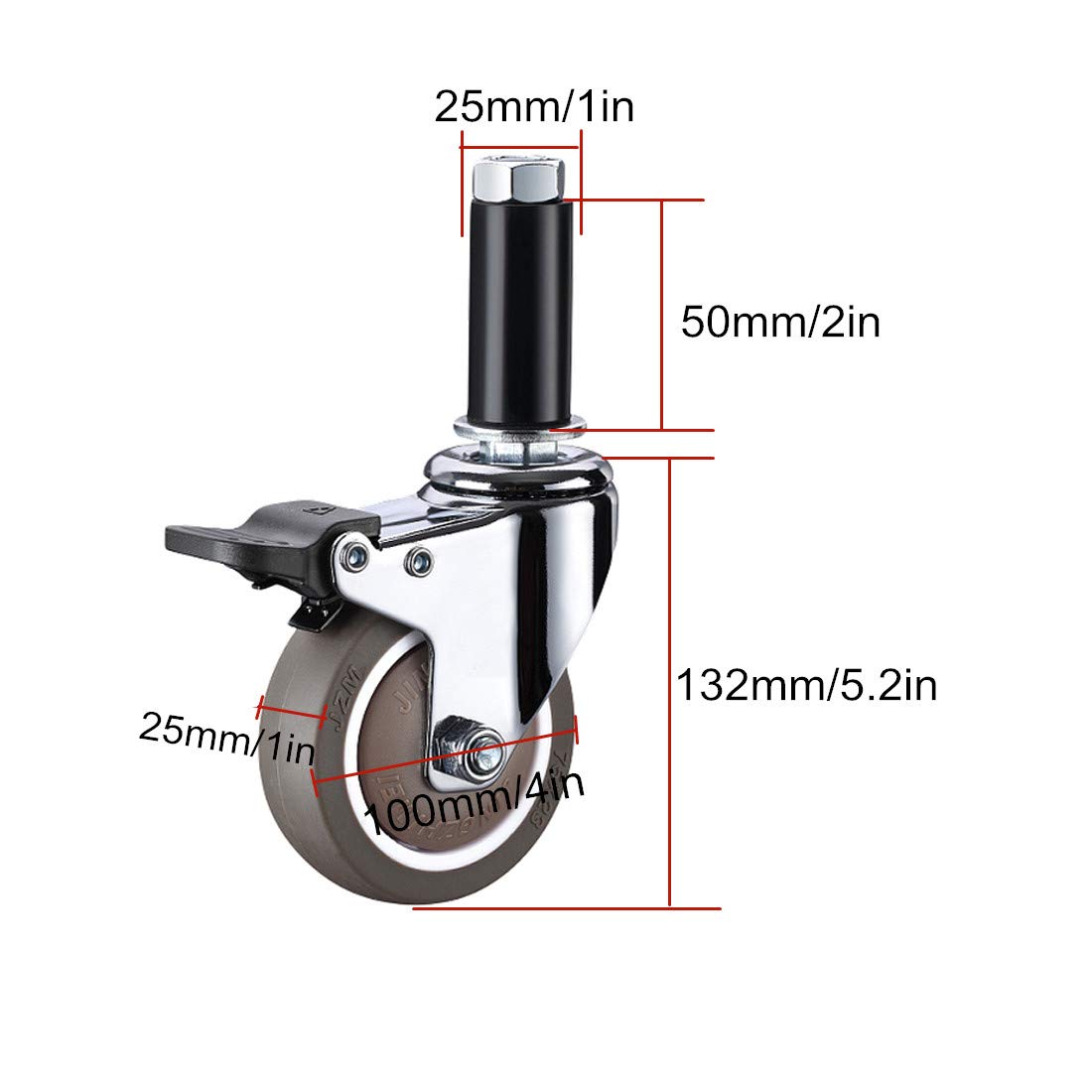 4uds Goma Giratorias Ruedas Industriales para Carrito | Giratorias Ruedas Industriales, Goma Autoadhesivas for Trolley Cart Furniture, Resistentes, con Freno