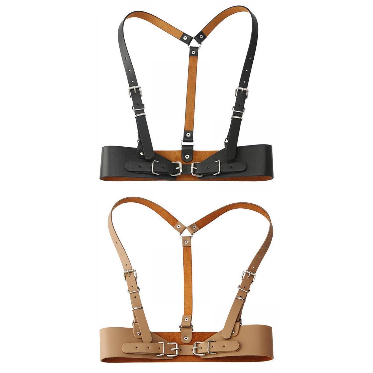 nivaa 2pcs PU Leather Women's Waist Belt Underbust Corset Steampunk Style B-picture-45