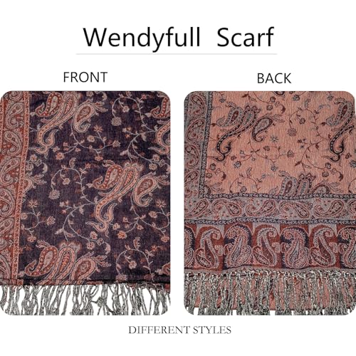 Image of Pashmina Scarf for Women Shawls and Wraps Reversible Paisley Vintage Jacquard Soft Silky Rave Scarves Men