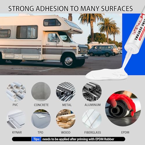 MuzeFansi RV Roof Sealant 12Pack, Self-Leveling Lap Sealant for RV Roofs,White RV Caulking Sealant Lap Sealant for Camper Trailer Roof Window, Waterproof RV Silicone Sealant Roofing Repair Kit by MuzeFansi - Image 7