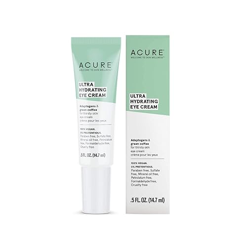ACURE Crema de ojos ultra hidratante  100% vegana  Humedad intensa para una piel súper sedienta  Adaptógenos y café verde  Hidrata profundamente