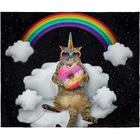 INTIMO Galactic Rainbow Uni-Kitty Plush Blanket Cover
