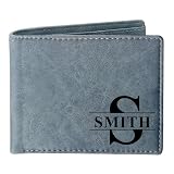EDSG Custom Wallets for Men, Wallet With Picture, Engraved Gifts for Boyfriend, Men, Husband, Dad Gifts for Fathers Day Birthday Valentine Day Christmas Graduation (Blue, Design 1)
