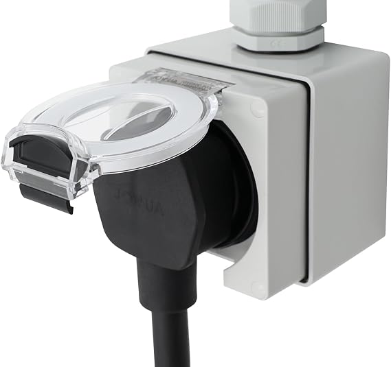 JOWUA NEMA 14-50 Weatherproof Power Outlet Box Compatible for Tesla Gen 2 Mobile Charger, 17mm Wire Diameter Cable, Support 40A, Compatible with Tesla 3/S/X/Y/Cybertruck