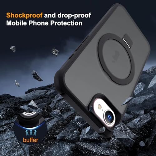 Image of iPhone 16e Magsafe Stand Case | Matte Design & 360 Protection | Military-Grade Apple iPhone 16e Cover | Ultra Premium - Black