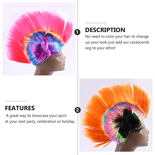 KESYOO 2Pcs Fantasia de Peruca de Festa Louca Arco-Ãris Punk Peruca Funky Espetada Colorida Sintétic