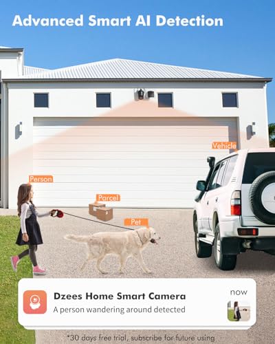 Image of Dzees 2K Wireless Outdoor Security Cameras, 360 Pan Tilt Solar, 2 Pack
