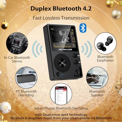 HIFI WALKER Leitor de MP3 H2 HiFi com Bluetooth, leitor DSD FLAC sem perdas, reprodutor de música di