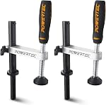 POWERTEC 71530 Workbench Holdfast Clamp pour le travail du bois, fixation réglable sur le dos, pince de chien de banc pour 3/4 pouces (19mm) Trou du chien MFT Tableau paquet de 1
