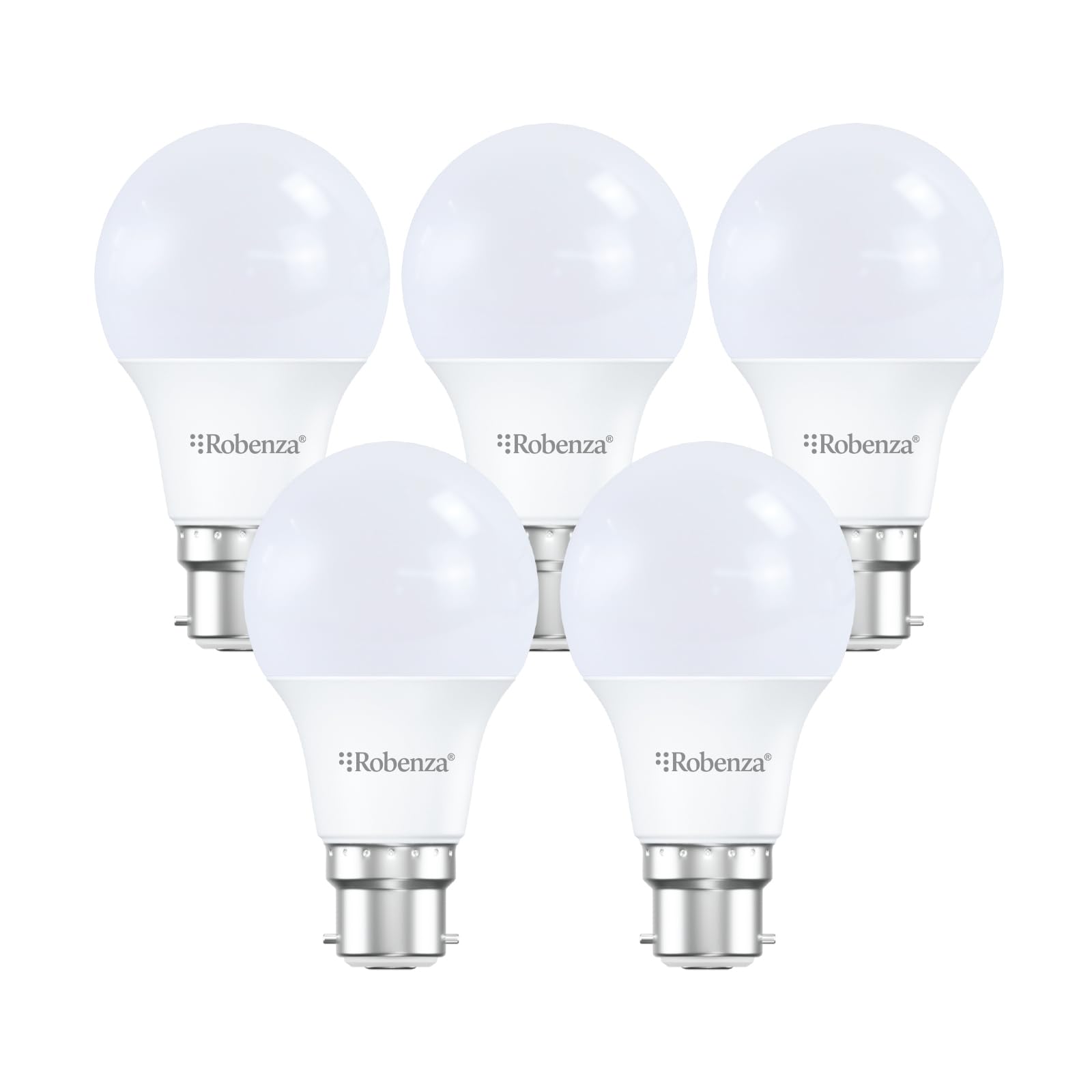 Robenza B22 Dimmable LED GLS Light Bulb, 8.5W (60W Equivalent), 806lm Daylight 6500K, Large BC A60 Bayonet Cap, Energy Efficient Ceiling & Home Lighting, Long Life Ceiling Light Lamp – Pack of 5
